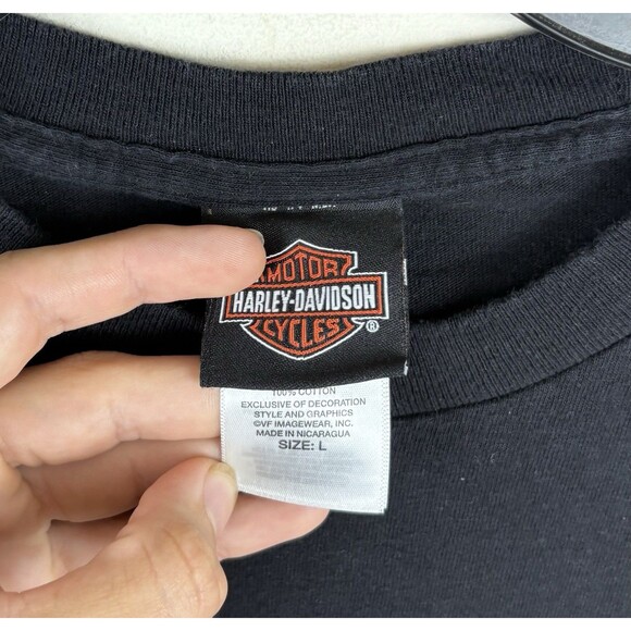 Y2K Harley Davidson Big Graphic T-Shirt / Black / Eagle / Size Large / Biker - Picture 5 of 5